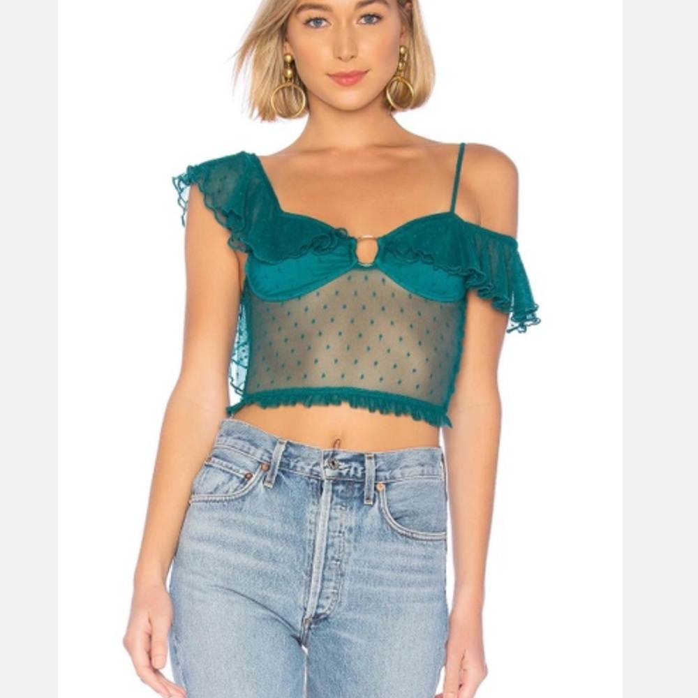 House of Harlow 1960 X Revolve Green Sheer Roni Top